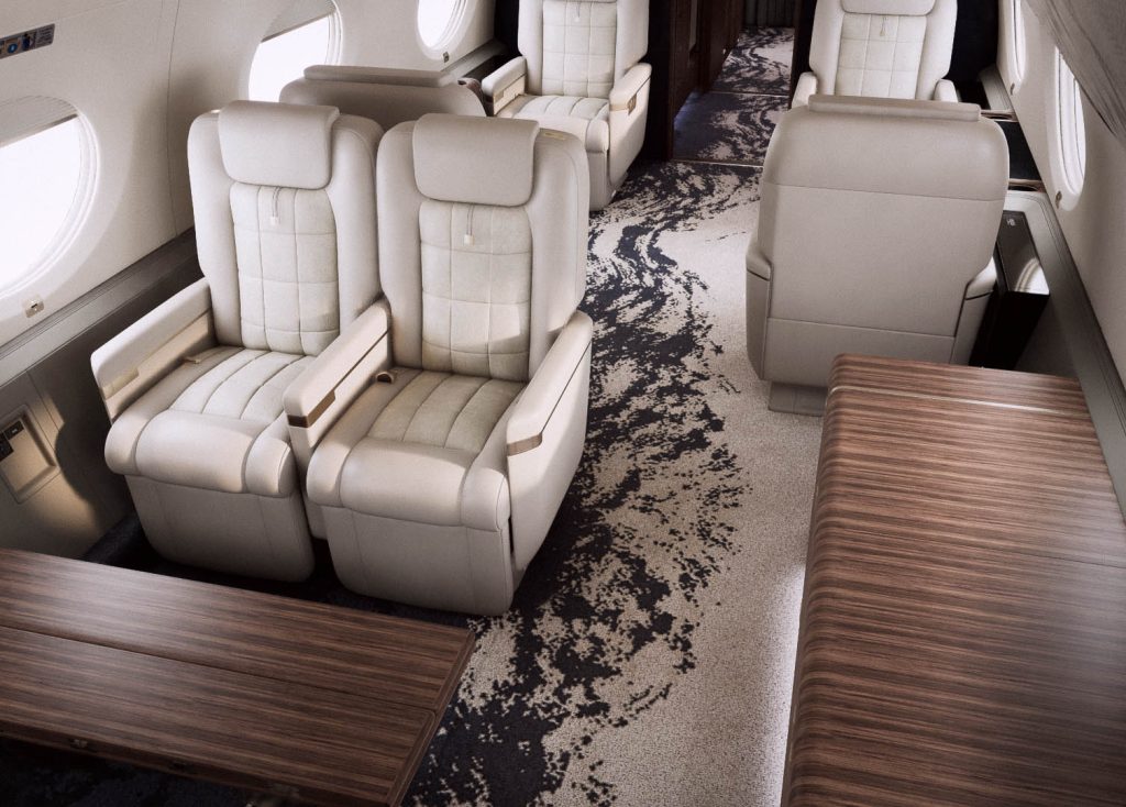 Tallulah aircraft carpet in Gulfstream interior