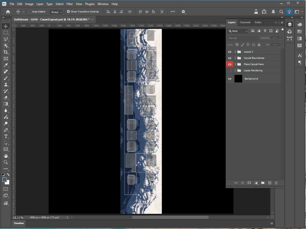 igital material setup for Tallulah aircraft carpet